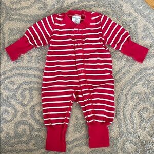 Polarn O. Pyret Red and White Striped Footie newborn